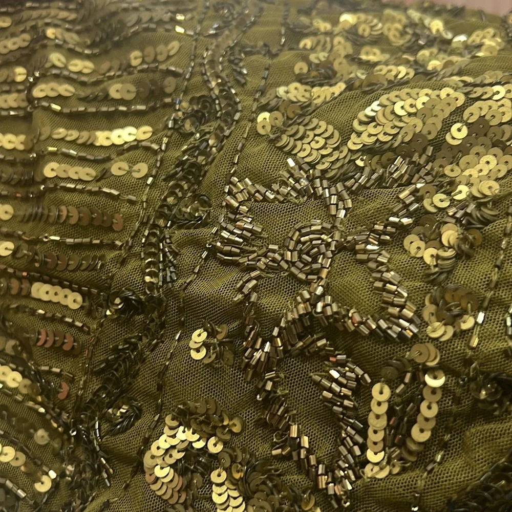 Mac Duggal Green Embellished 3/4 Sleeve V Neck A Line Dress Size 6 - Picture 8 of 11